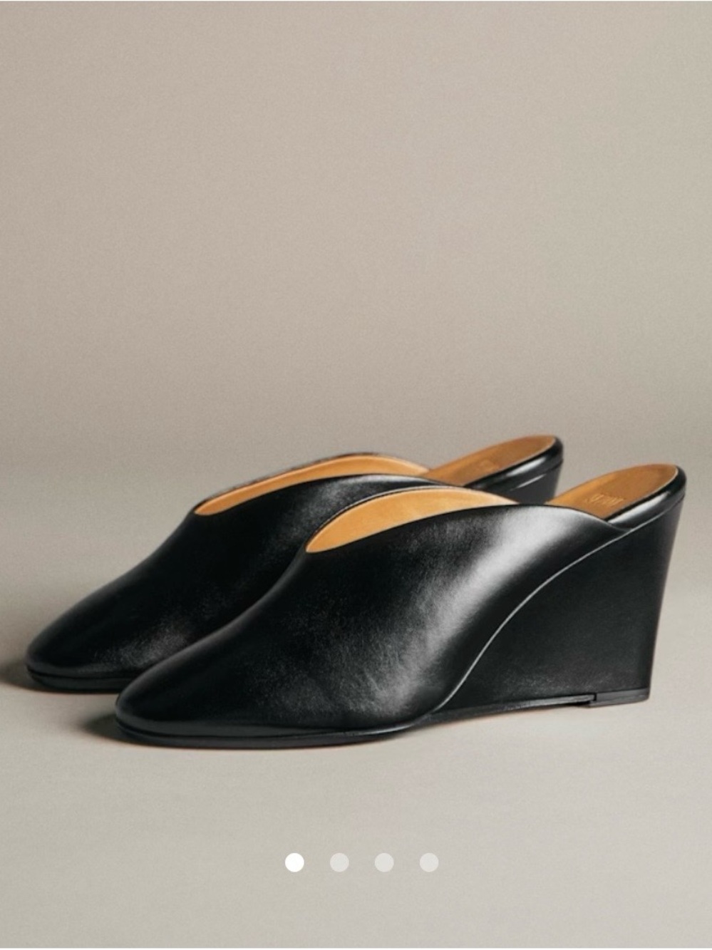 NEW SEZANE Black Vintage Leather Olivia High Wedge Mule, size US 8 or EU 39.